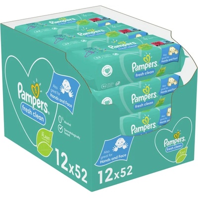 Pampers Fresh Clean мокри почистващи кърпички за деца за чувствителна кожа 12x52 бр