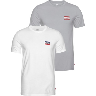 Levi's Тениска '2Pk Crewneck Graphic' сиво, бяло, размер XS