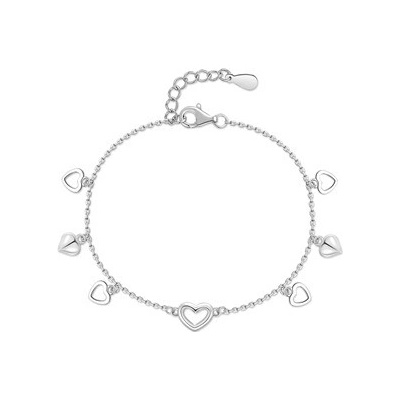 Nubis stříbrný náramek se srdíčky NB-1188