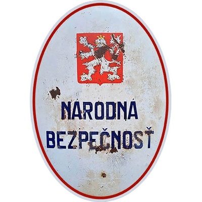 Ceduľa Národná Bezpečnosť - historická tabuľa ČSSR 40cm x 30cm Plechová tabuľa