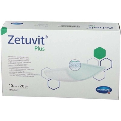 ZETUVIT Plus kompres nasiakavý sterilný 10 x 20 cm 10 ks