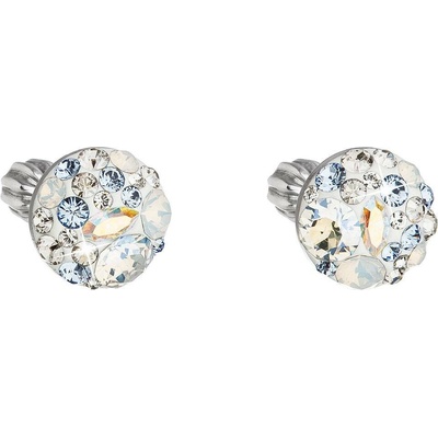 Pavona Stříbrné náušnice pecka s krystaly Swarovski modré kulaté 31336.3 light sapphire