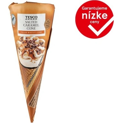 Tesco Mrazený krém s príchuťou slaného karamelu s polevou s karamelovou príchuťou 120 ml