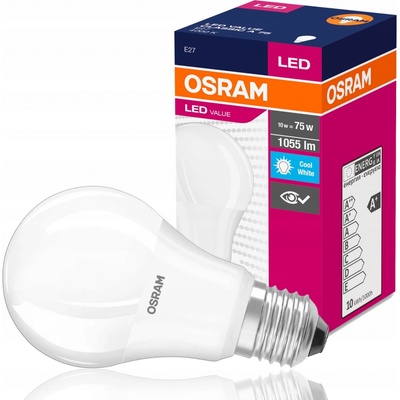 Osram LED VALUE CL A FR 75 10,5W/840 E27 4000K biela