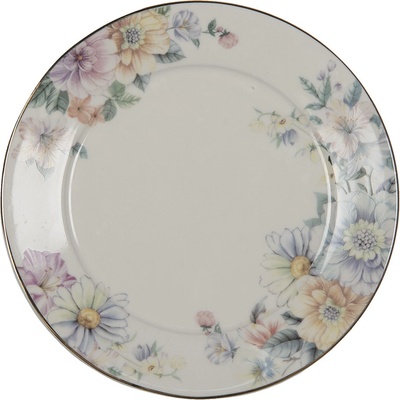 Clayre & Eef Porcelánový dezertní talířek s květinami Flowers 20 x 2 cm