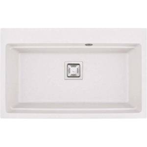 Inter Ceramic Кухненска мивка 8213 Бяла, Inter Ceramic, гранит, едно корито, със сифон, 48х21х78см (8213 WHITE) Мивка за вграждане