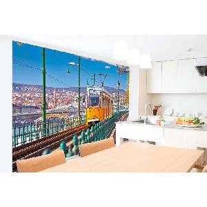 DIMEX ART Самозалепваща се флизелинова фототапета исторически жълт трамвай 375 x 250 см