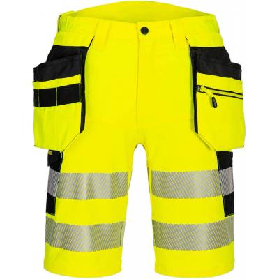 Portwest DX446 DX4 Hi Vis Reflexné krátke nohavice žltá/žltá/čierna žltá/čierna