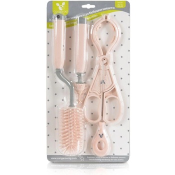 Cangaroo К-кт четки и щипки за бебешки шишета розов (3800146269999)