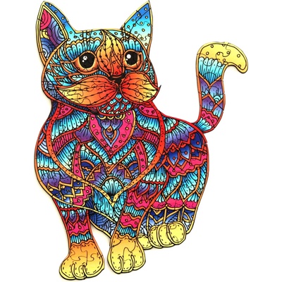 Eureka - Puzzle Wooden colored Cat - 100 piese
