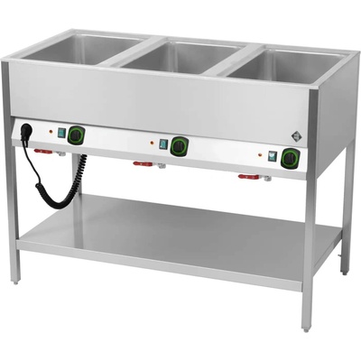 Vodní lázeň stacionární elektrická GN 3-1/1 ovládání na delší straně s deskou | RM - BMSD 3120