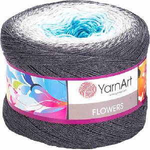 YARNART Flowers 251 Grey White Blue Плетива прежда (Flowers 251)
