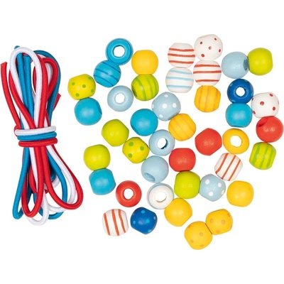 Goki Комплект дървени цветни мъниста и ластици Goki (60766)