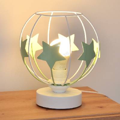 Helam Детска настолна лампа STARS 1xE27/15W/230V зелен/бял (HE1691)