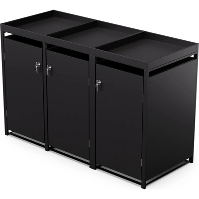 Blumfeldt BinSafe box na odpadky 3 odpadkové koše 240 l pozinkovaná oceľ KG29-3door-black-pl