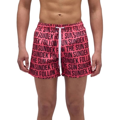 Sundek Бански гащета Sundek Elastic waist and payoff writings print swimming shorts - Pink (Tropical Pink)