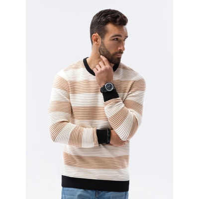 Ombre Clothing Men's sweater E189 biela hnedá krémová