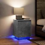 vidaXL Нощни шкафчета с LED осветление 2 бр. , бетонно сиво 38x34x50 cm (861272)