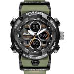 SMAEL Спортен мъжки часовник Smael G Sport, Хронограф, Двойно време, LED Подсветка, Зелен / Черен (SMAEL-8038-GREEN-BLACK) Часовници