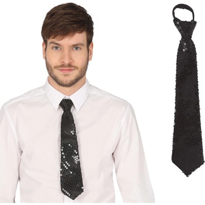 Flitrová kravata černá