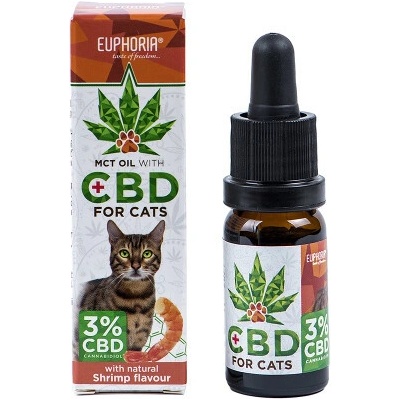 Euphoria CBD konopný olej pro kočky 3% 300 mg krevety 10 ml