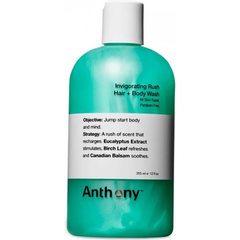 Anthony Invigorating Rush Hair + Body Wash (355 ml) Освежаващ душ гел и шампоан в едно Сапуни и дезинфекции