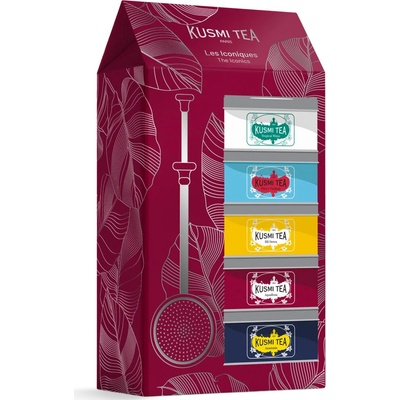 Kusmi Tea Dárková sada Iconics teas se sítkem 5 miniatur se sypaným čajem 100 g