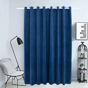 Pure Line Home Кадифена завеса в цвят мастиленосин с метални халки, 290 x 245 см