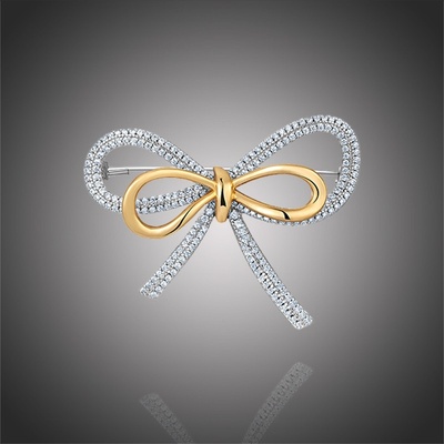 Éternelle brož se zirkony Diana mašle B2176 zlatá