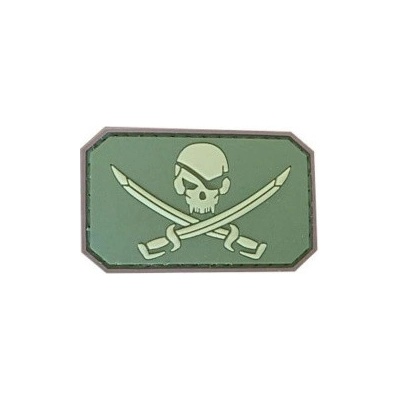 ARMED PATCHES PVC nášivka Pirate Skull, olivová