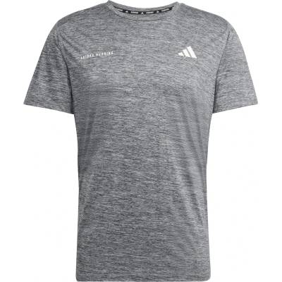 adidas Мъжки шорти за бягане Adidas Own The Run Melange T-Shirt Running shirt - Black / Grey Three Mel (012-3910-0111)