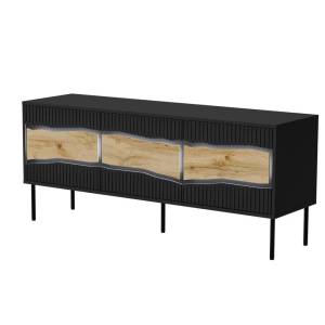 Cama MEBLE Cama INSERTO 3D ТВ шкаф 143.5x40x61.5 черен + LED (400201)