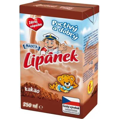Madeta Lipánek trvanlivé polotučné mléko kakao 250 ml – Zboží Mobilmania