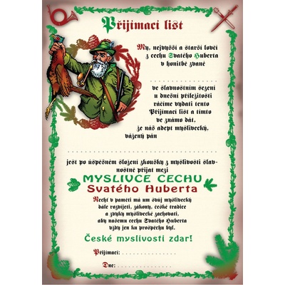 e‑myslivost.cz Přijímací list na myslivce - Motiv s personalizací
