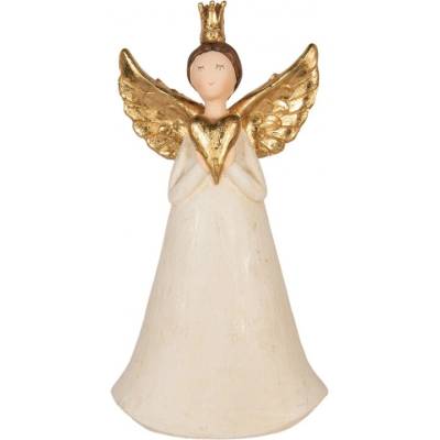 Clayre & Eef Šedá plastová dekorativní figurka anděl – 29x17x55 cm