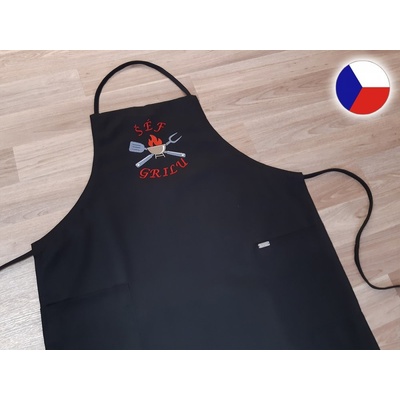 Povlečení Plus Pánská zástěra na grilování s výšivkou černá 72x100 Šéf grilu