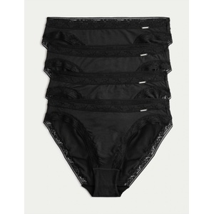 Marks & Spencer 4 бр. бикини с високи крачоли от модал с коприна Marks & Spencer черна Marks & Spencer | Cheren | ЖЕНИ | 10