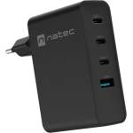 NATEC Стенно зарядно устройство Natec Ribera 100W 3x USB-C + 1x USB-A, черен (NUC-2234)
