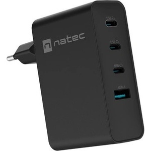 NATEC Стенно зарядно устройство Natec Ribera 100W 3x USB-C + 1x USB-A, черен (NUC-2234)