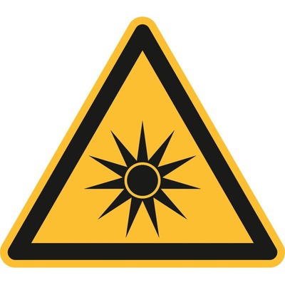 Výstražná značka Optické záření, ISO 7010, samolepicí fólie, 200 mm, BJ = 10 ks