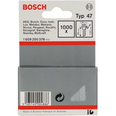 Hřebíky do sponkovačky, typ 47, 1,8 x 1,27 x 23 mm 1000 ks Bosch Accessories 1609200378 Rozměry (d x š) 23 mm x 1.8 mm