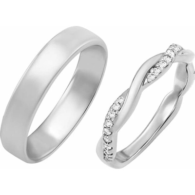 Eppi Dámský eternity prsten s diamanty a pánský komfortní snubní prsten Malea RW35725