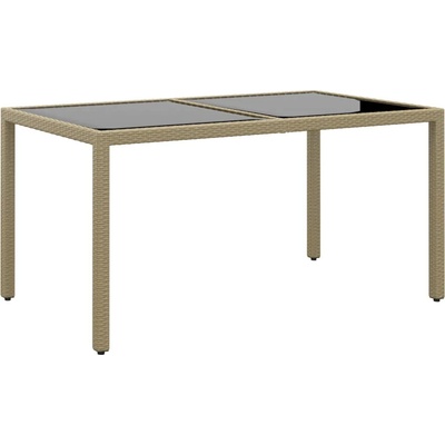 vidaXL Градинска маса 150x90x75 см закалено стъкло и полиратан бежова (310576)