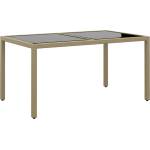vidaXL Градинска маса 150x90x75 см закалено стъкло и полиратан бежова (310576)
