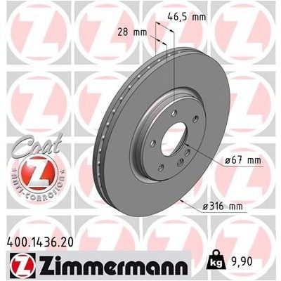 Brzdový kotúč (cena za 1ks) ZIMMERMANN 400.1436.20