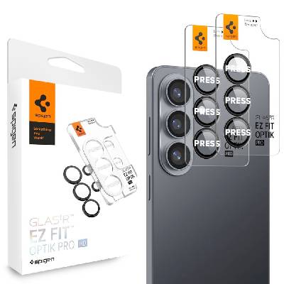 2 комплекта предпазни стъклени лещи за камерата на Samsung Galaxy S26 - Spigen Glass tR EZ Fit Optik Pro HD Lens Protector 2 Pack (черен)