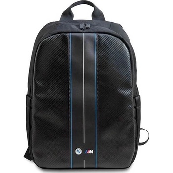BMW Дизайнерска раница за преносими компютри до 16 инча - BMW Carbon And Blue Stripe Backpack (черна) (BMBP15COMSCAKL)