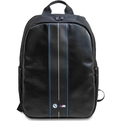 BMW Дизайнерска раница за преносими компютри до 16 инча - BMW Carbon And Blue Stripe Backpack (черна) (BMBP15COMSCAKL)