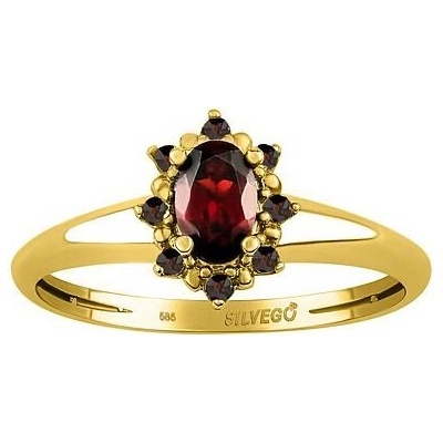 SILVEGO Zlatý prsten Lina s přírodními granáty JSW3001GYGR