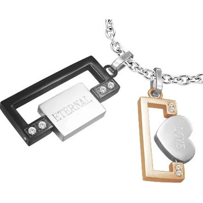 Šperky eshop Přívěsek z oceli pro dva obdélníky srdce známka AB31.16